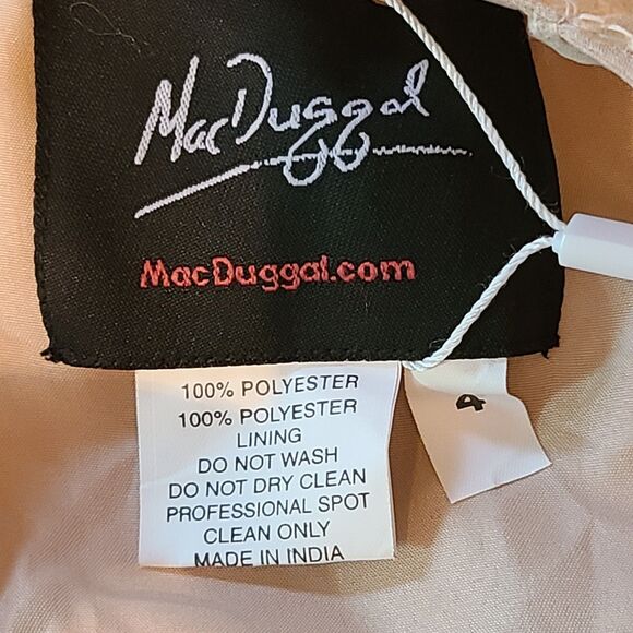 New Mac Duggal Women's (4) Beige 3/4 Sleeve Sequined Ruffle Tiered 2 Piece Gown - Picture 10 of 12